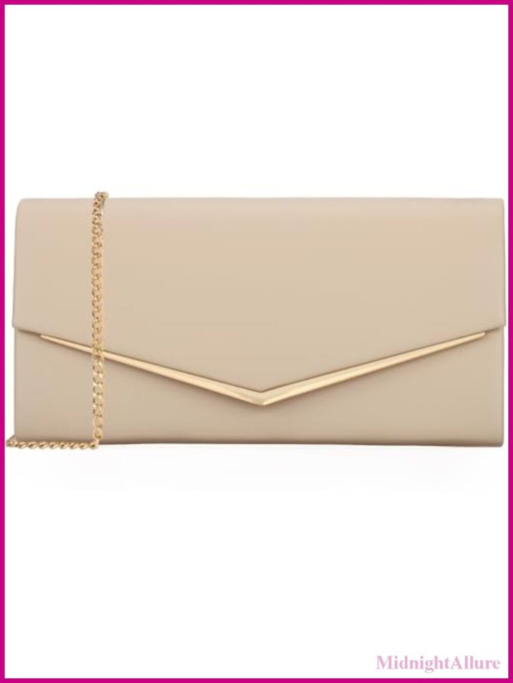 Vegan Leather Evening Clutch Envelope Purse with Chain Strap